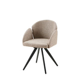 Scaun dining rotativ, bej , tapiserie textil si cadru metalic, 60x84x61 cm Noran DC53