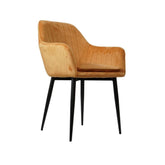 Pachet 3+1 Scaun dining, caramiziu, tapiserie catifea si cadru metalic, fix, 60x84x61 cm