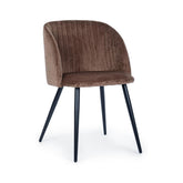 Scaun dining maro-ruginiu/negru din catifea poliester si otel Queen Bizzotto