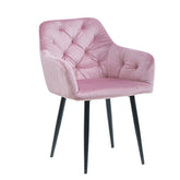 Scaun tip fotoliu living/dining, roz, tapiserie catifea, cadru metalic, fix, 62x58x82, Velvet Old