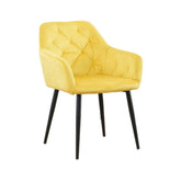 Pachet 3+1 Scaun tip fotoliu living/dining, galben, tapiserie catifea, cadru metalic, fix, Velvet
