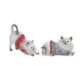 Set 2 decoratiuni Craciun albe din polirasina Cats 17 cm Inart