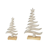 Set 2 decoratiuni argintii din metal si lemn 27 / 16 cm Wipflo Boltze