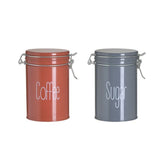 Set 2 recipiente de depozitare rosu, gri din metal Ø10X16 Inart