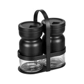 Set 2 recipiente pentru condimente, cu suport, din sticla si metal, Melli Wenko