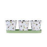 Set 3 ghivece albe din tabla galvanizata 3 x 0,55 L design Bee Esschert Design