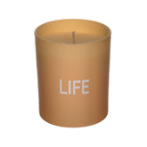 Lumanare parfumata, parafina in suport de sticla.