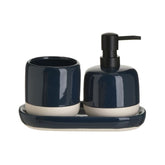 Set accesorii baie albastru inchis/alb 9X9X13,5 cm Inart