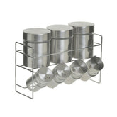 Set pentru condimente 7 recipiente argintiu din inox cu suport Inart