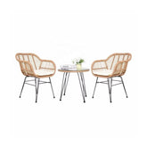 Set pentru terasa cu 2 scaune si o masuta, maro/negru, din metal si polipropilena stil bambus