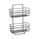Suport de accesorii pentru baie/bucatarie cu ventuze, negru, din metal, 25 cm, Bathroom Rack Zeller