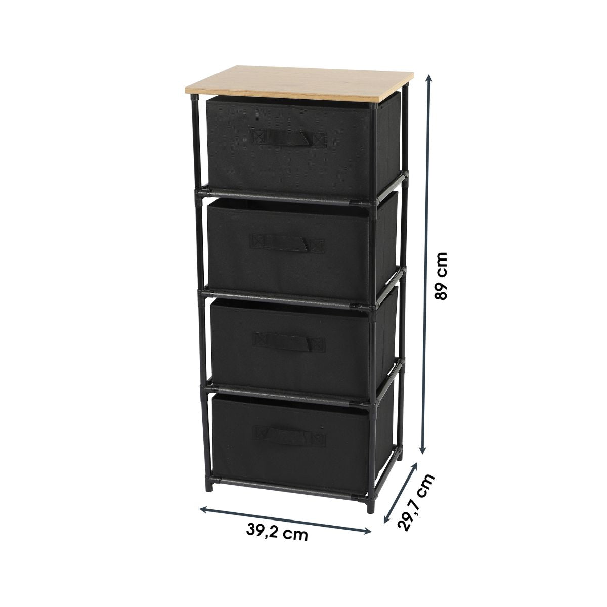 Comoda textila neagra 4 sertare 39,2 x 89 cm Urban Living