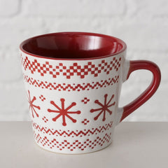 Cana de Craciun rosu/alb cu fulgi de zapada 190 ml Boltze