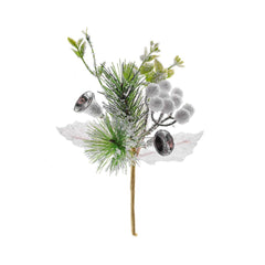 Ramura decorativa de Craciun 18 cm verde/argintiu cu clopotel - Bell MagicHome