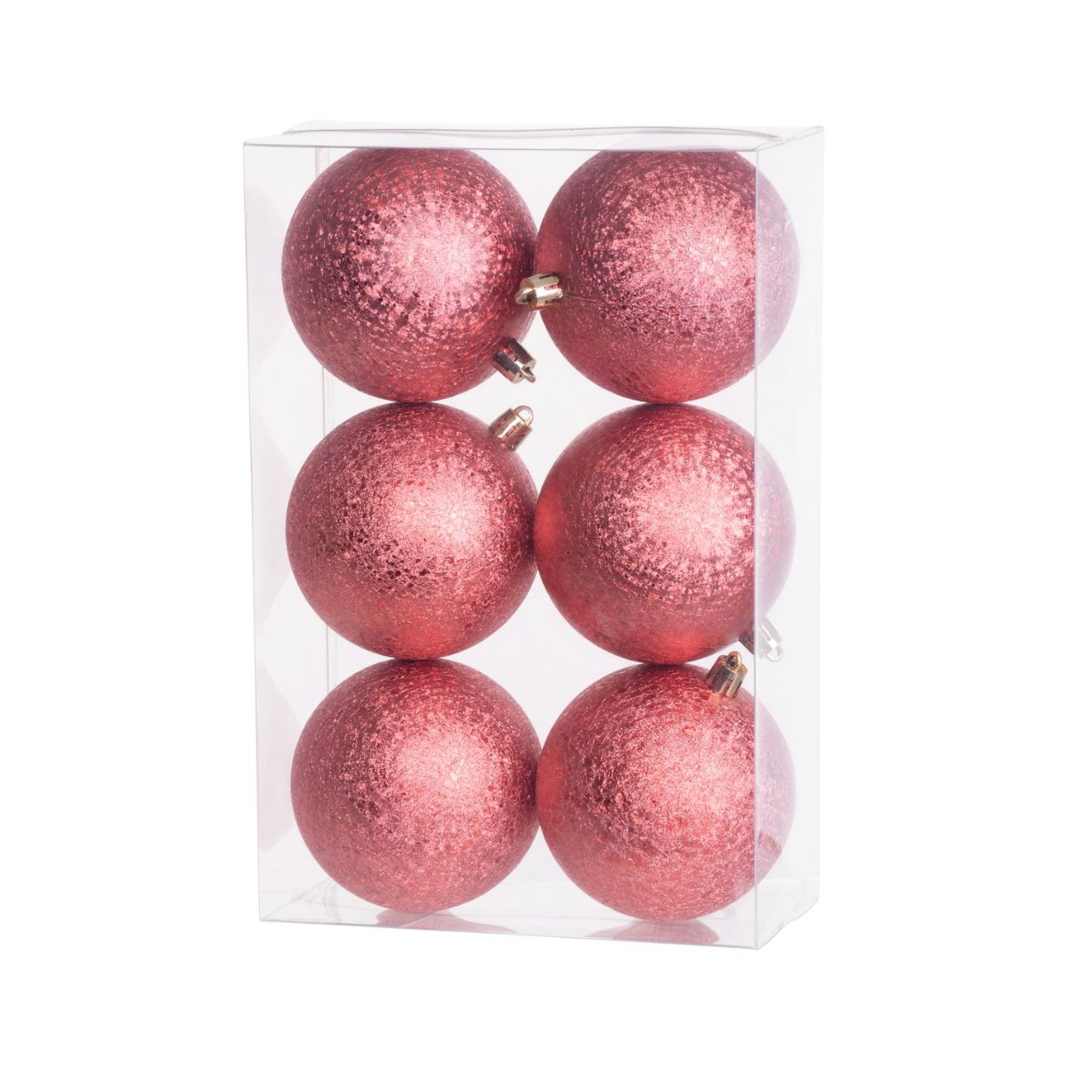 Set 6 globuri de Craciun Ø8 cm rosu sidefat, plastic - Uni MagicHome