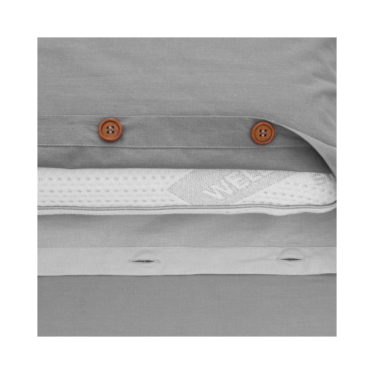 Lenjerie de pat din bumbac, pentru 2 persoane, 3 piese, gri inchis/gri deschis