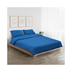 Lenjerie de pat din bumbac, pentru 2 persoane, 3 piese, albastru
