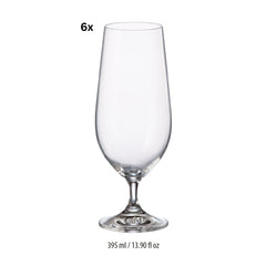 Set 6 pahare de bere din cristal de Bohemia „Martina” - 395 ml