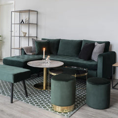 Masuta de cafea alb/auriu cu aspect de marmura din otel si MDF Ø70 cm Bolzano House Nordic