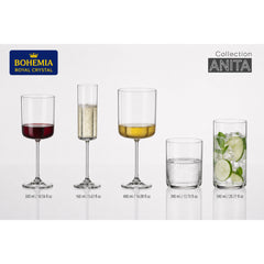 Set de 6 pahare pentru apa, transparent, din cristal de Bohemia, 590 ml, Anita Tumbler