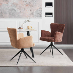 Scaun living/dining rotativ Chester Vibe, maro-ciocolata, material textil si cadru metalic