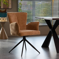 Scaun living/dining rotativ Chester Vibe, maro deschis, material textil si cadru metalic