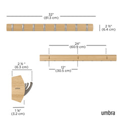 Cuier maro-natur/argintiu din lemn 81x6 cm Flip 8 Umbra