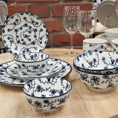 Set 4 boluri alb/albastru din portelan Ø11,5 cm Flor Azul Cosy&Trendy
