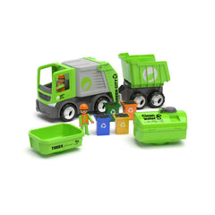 Set masina de gunoi cu 2 muncitori si accesorii MultiGo