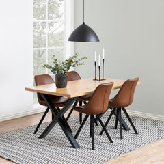 Masa de dining maro aspect stejar din MDF melaminat 160 cm Wales Actona