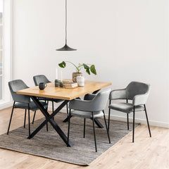 Masa de dining maro aspect stejar din MDF melaminat 160 cm Wales Actona