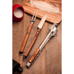 Set ustensile pentru gratar 3 piese din inox si lemn Extreme Grill Tramontina