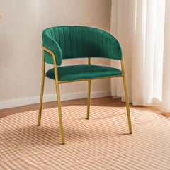 Scaun de living verde din catifea poliester si metal Golden Gala