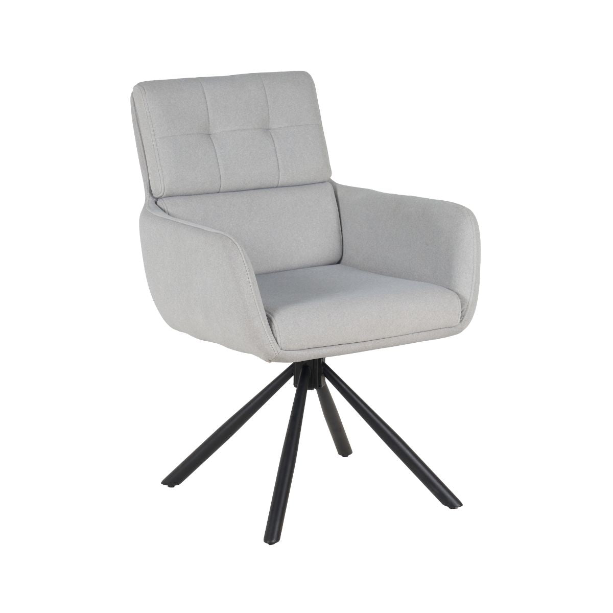 Scaun living rotativ gri deschis din textil si metal Serena