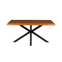 Masa de dining maro 160 cm din MDF furniruit si metal Doriane