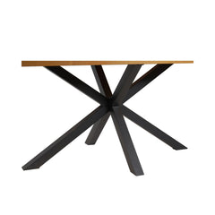 Masa de dining maro 160 cm din MDF furniruit si metal Doriane
