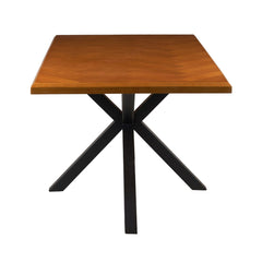 Masa de dining maro 160 cm din MDF furniruit si metal Doriane