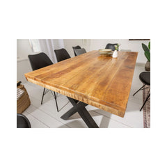 Masa de dining maro din lemn de mango Iron Craft 160 cm Invicta, cu picioare in X