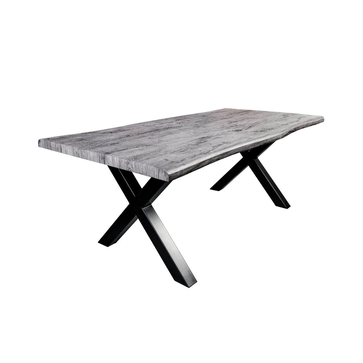 Masa de dining gri cu aspect de stejar Wild 160 cm Invicta, picioare in X