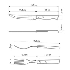 Set tacamuri pentru friptura, 12 piese, Tradicional Steak-/Pizza Tramontina