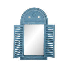 Oglinda de perete albastru-retro din lemn, 75x39 cm, Louvre Esschert Design