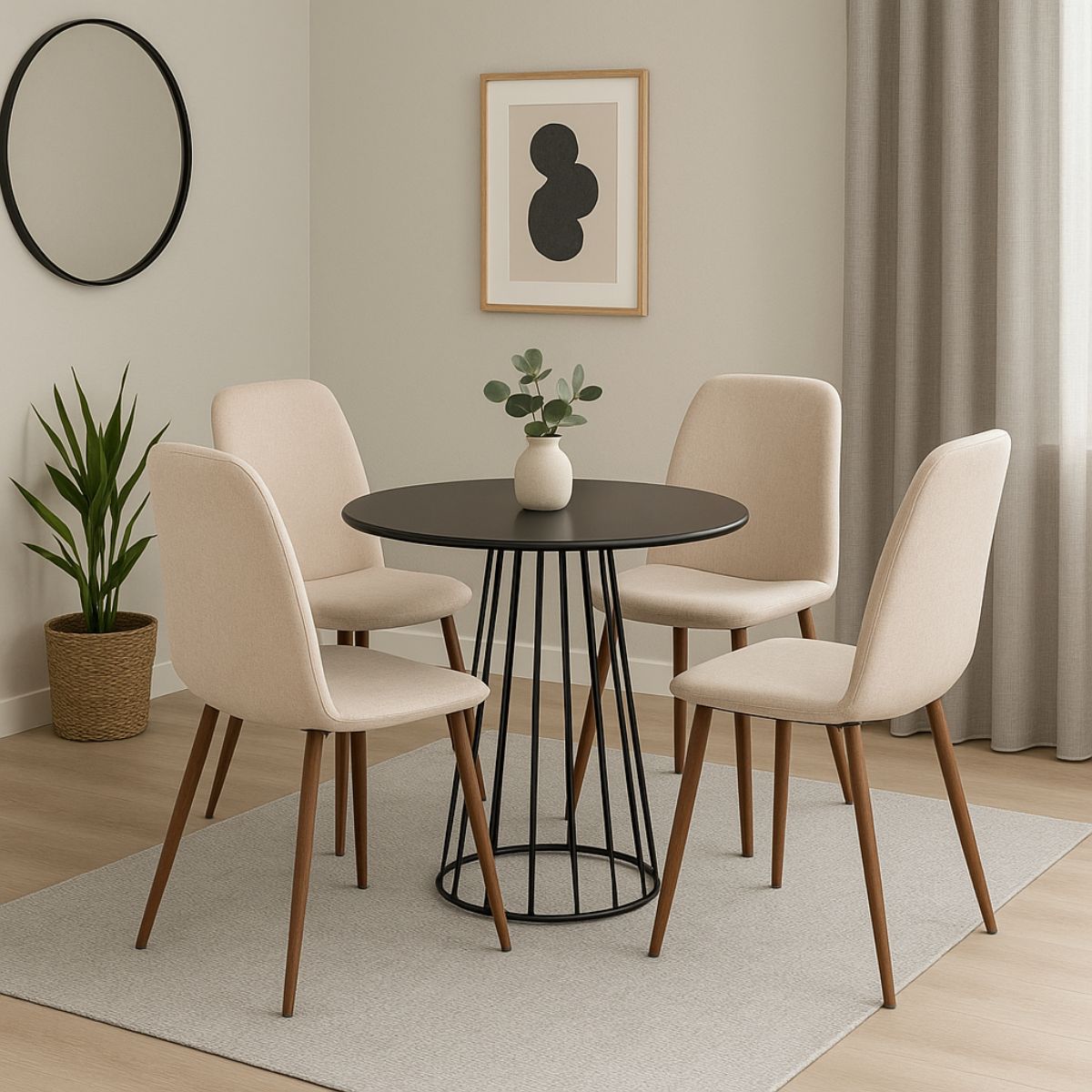 Masa de dining rotunda neagra din metal Ø75 cm Cinderella Boltze