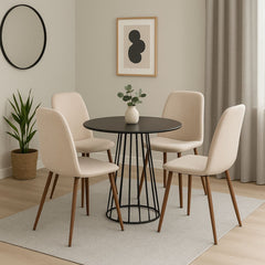 Masa de dining rotunda neagra din metal Ø75 cm Cinderella Boltze