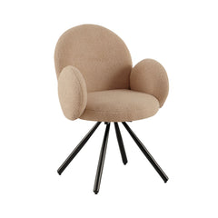 Scaun dining rotativ, maro deschis, tapiserie textil si cadru metalic, 60x63x87 cm Teddy HARO