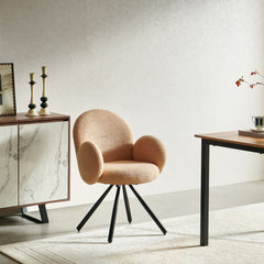 Scaun dining rotativ, maro deschis, tapiserie textil si cadru metalic, 60x63x87 cm Teddy HARO