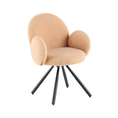 Scaun dining rotativ, maro deschis, tapiserie textil si cadru metalic, 60x63x87 cm Teddy HARO