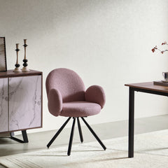 Scaun dining rotativ, lila-plum, tapiserie textil si cadru metalic, 60x63x87 cm Teddy HARO