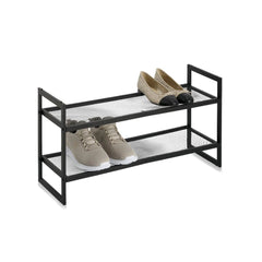 Suport de incaltaminte negru suprapozabil din metal 70x36x24 cm Shoe rack 2 shelves Zeller