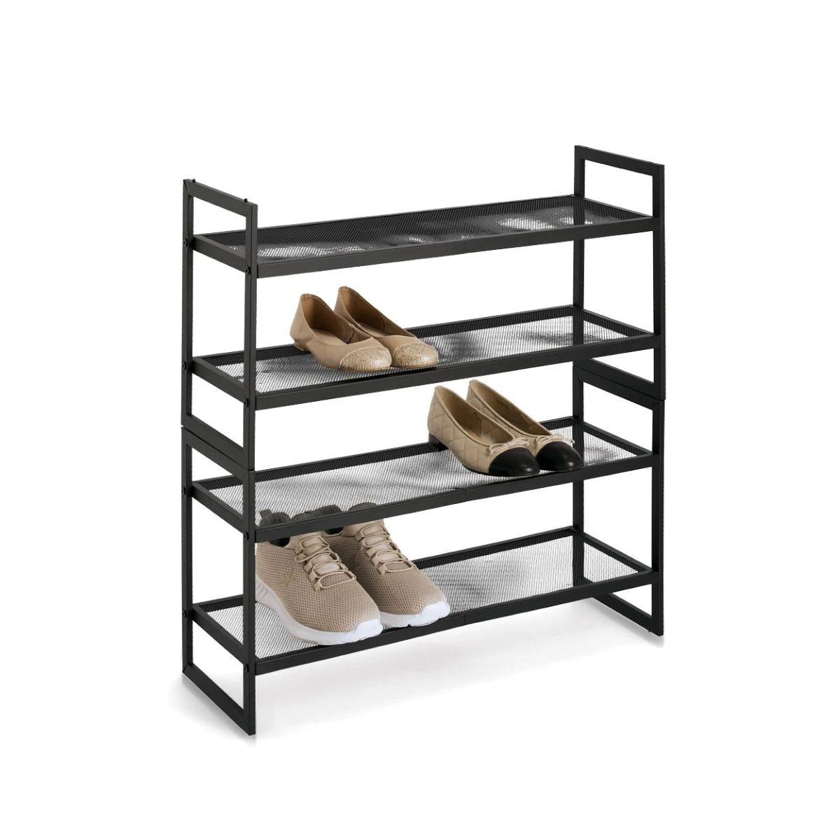 Suport de incaltaminte negru suprapozabil din metal 70x36x24 cm Shoe rack 2 shelves Zeller
