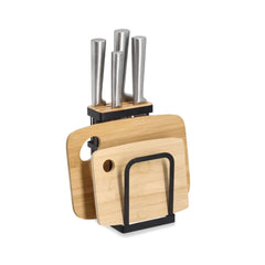 Suport de cutite si tocatoare, din metal si bambus, 12x14x22 cm, Knife block stand Zeller